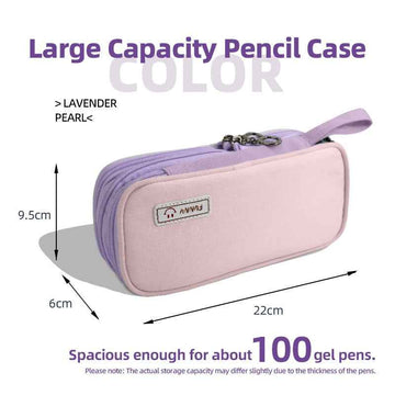 Macaron Color Canvas Triple-Layer Pencil Case