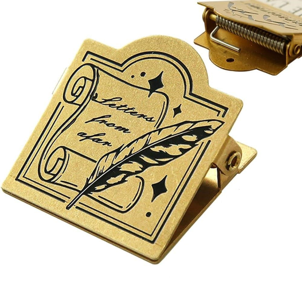 Vintage Journal Solid Brass Gold Clips Large File Binder Clip Clamp