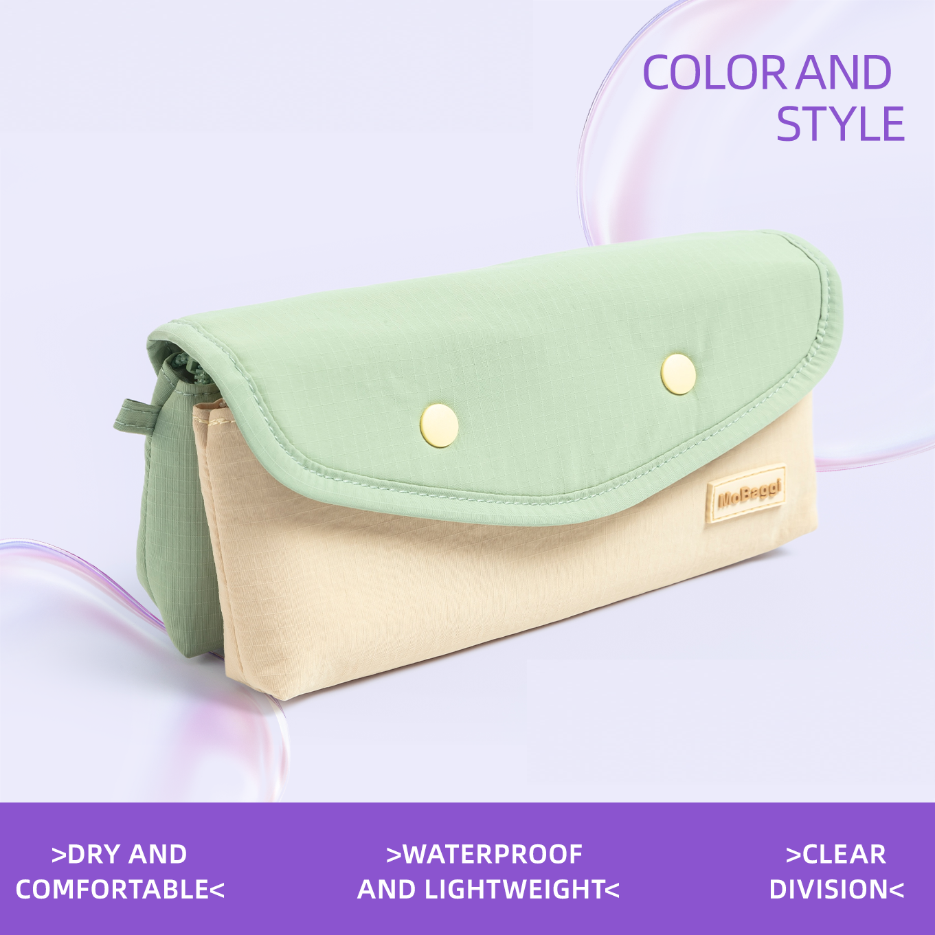 M&G Mobaggi Color-Block Snap Button Pencil Case 2in1 Detachable