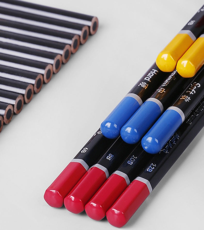 Mont Marte 12-Piece Wooden Sketch Pencil Set | 4mm Lead | Grades 3H to 10B | Drawing & Shading Pencils for Artists