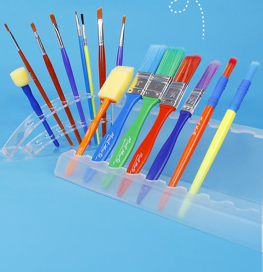 Mont Marte Kids Brush Assortment | 15-Piece Colorful Nylon Paint Brush Set for Children