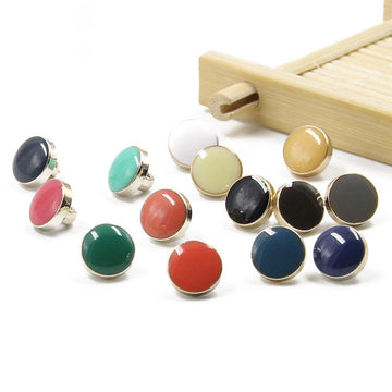 10mm round epoxy resin shank buttons, multicolored, glossy, with metal loop backs