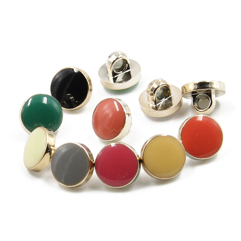 Multicolored round epoxy resin shank buttons, glossy finish, mixed solid colors