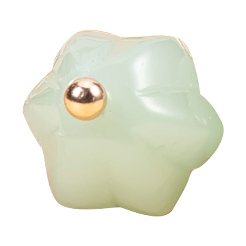 Pale green glazed pumpkin-shaped cheongsam button with gold-tone post and loop