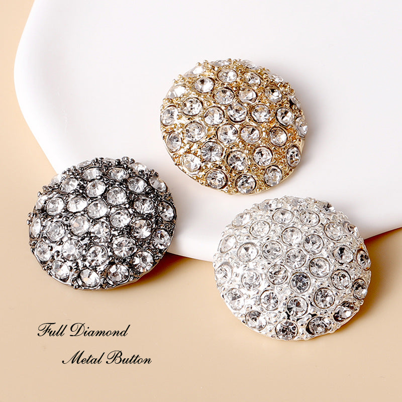Botones metálicos full-diamond en 3 colores: dorado, plateado y gunmetal oscuro