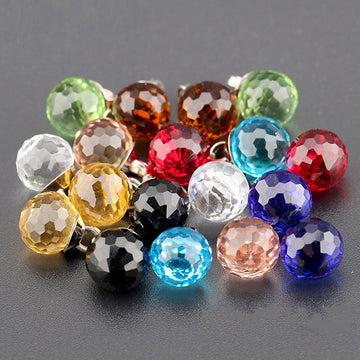 10mm glass spherical buttons in candy colors, faceted round, assorted set of 10