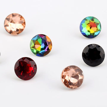 Crystal clear glass buttons, assorted faceted colors, multi-faceted set of 10pcs