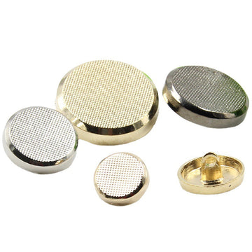 Metal coat buttons set, round textured fronts in gold, silver and gunmetal (75 pack)