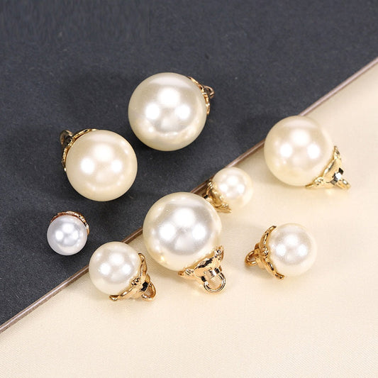 9-16mm White Pearl Metal Base Buttons for Women's Shirts 30 Pack