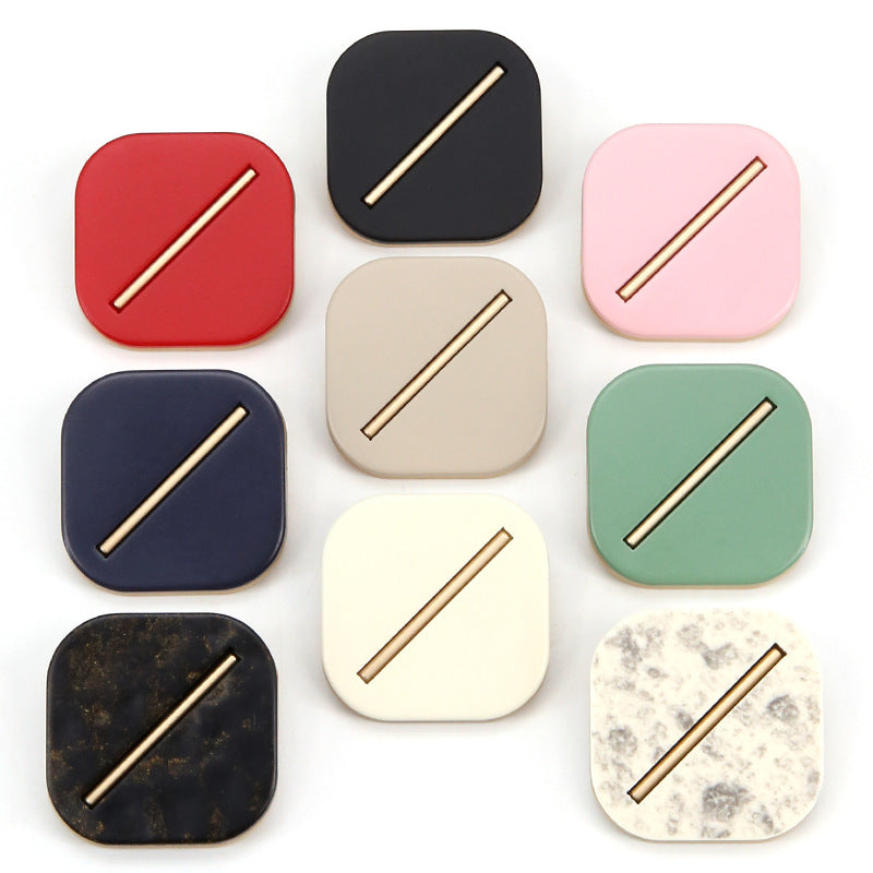 Square resin metal coat buttons, rounded edges, mixed colors with gold-tone bars (45-pack)
