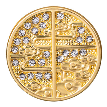 Runde Metallknöpfe mit Strass und goldfarbenem Wolken-Motiv, 2-teiliger Einschnitt