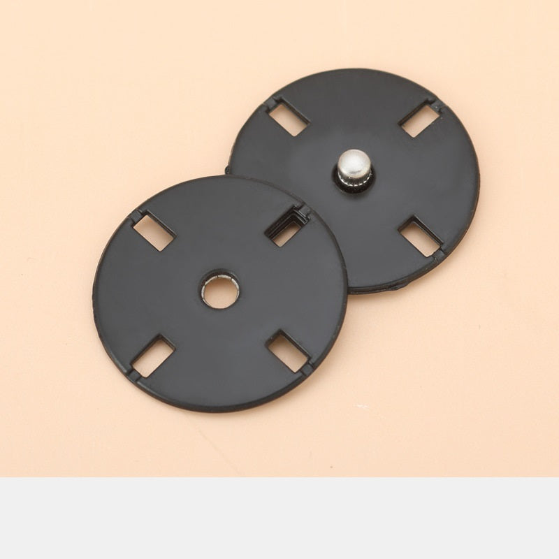 10–25mm metal invisible snap buttons set, dark gunmetal with silver-toned stud (2 pcs shown)