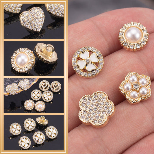 11-13mm Golden Metal Rhinestone Shirt Buttons 70 Pack