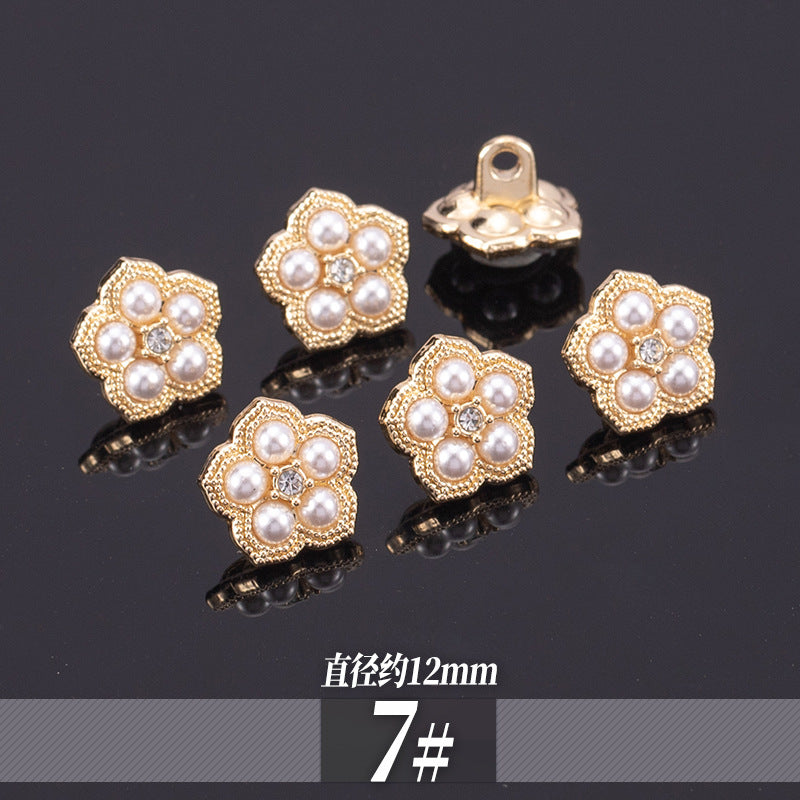 金色金属衬衫纽扣 4瓣花形水钻，约12mm（7号）