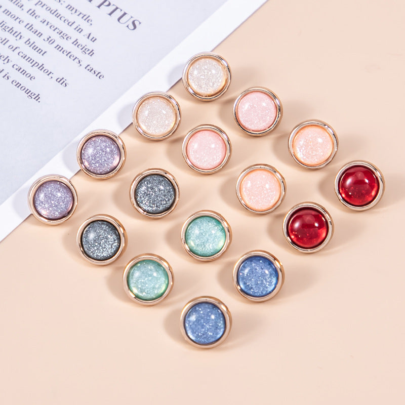 Runde Glitzer-Design Hemdknöpfe, goldfarbener Rand, rosé, lila, blau, grün, rot (Pack).