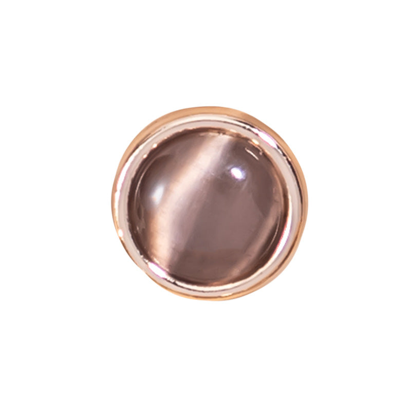 16L cat's eye stone pearlescent metal shirt button, bronze-gray center