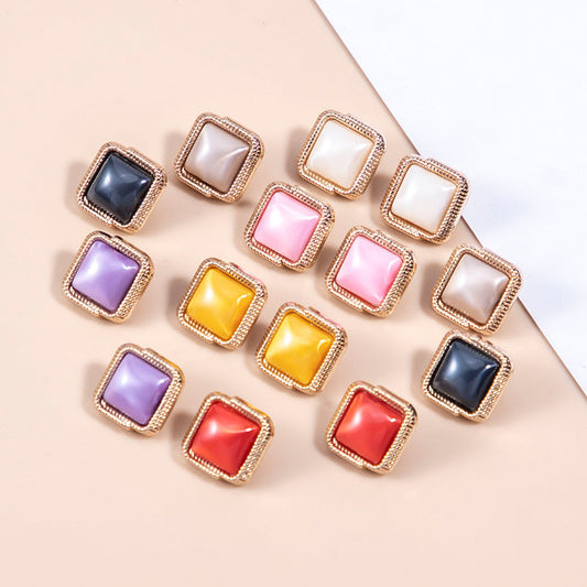 11.5mm Square Shirt Metal Resin Buttons with Shank 72 Pack(9 Colors)