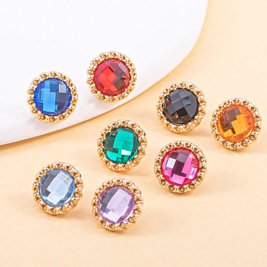 18L Acrylic Transparent Diamond Metal Shirt Buttons 80 Pack(16 Colors)