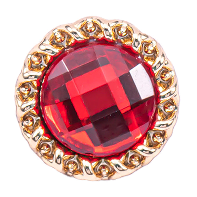 Transparente Diamant-Hemdknöpfe, rotes facettiertes Schmuckelement, goldene Fassung