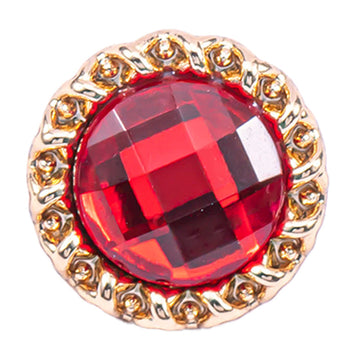 Transparente Diamant-Hemdknöpfe, rotes facettiertes Schmuckelement, goldene Fassung