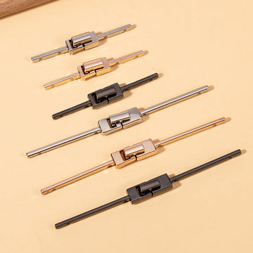 Hanfu-Metallverschluss, flaches Schloss, Paar Steg-Schnallen in Gold/Silber/Schwarz
