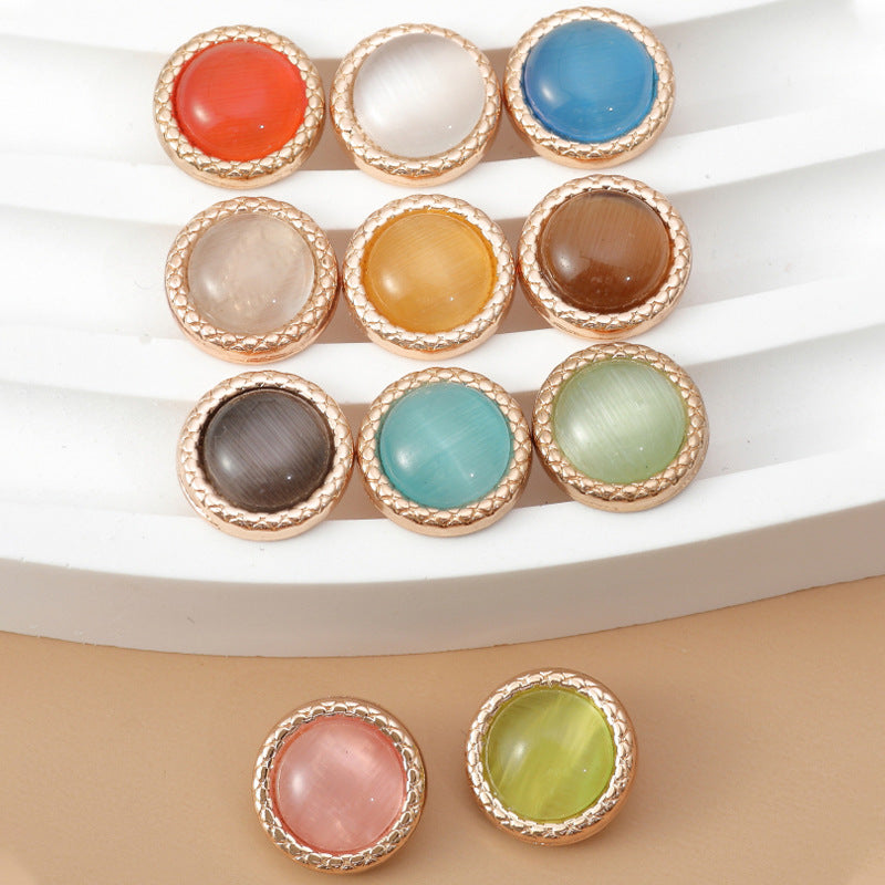Runde Resin-Metallknöpfe im 55er Set: Blau, Weiß, Braun, Grün und mehr Farben