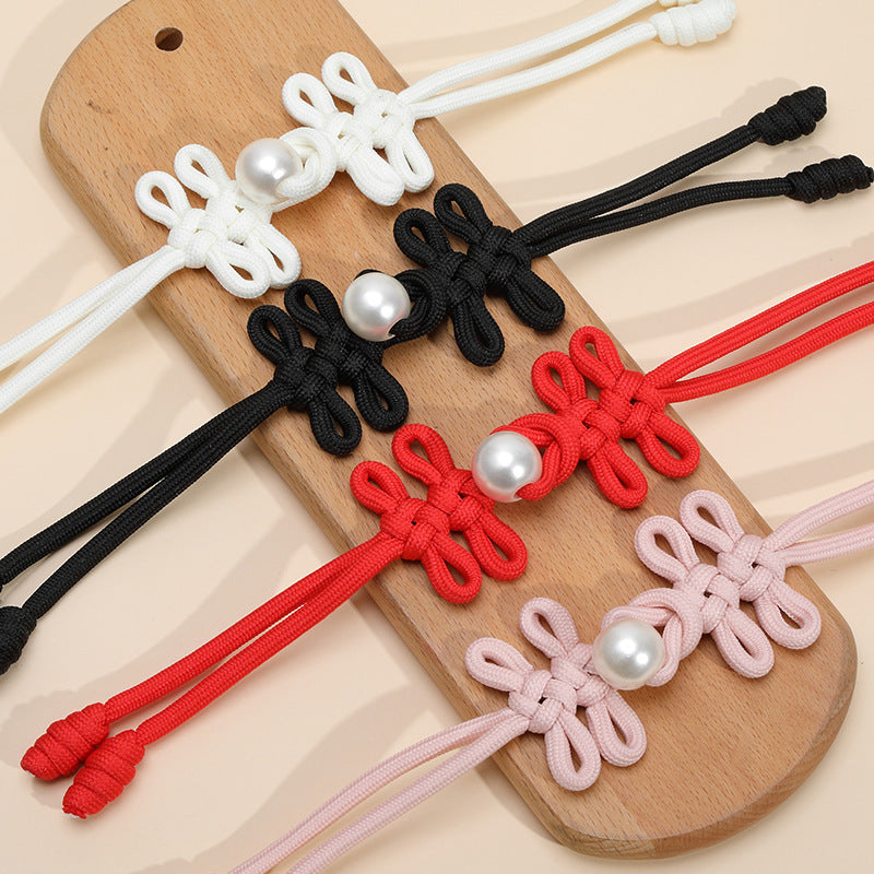 30cm Leinen-Chinesenknopf mit handgeflochtener Froschschließe, 4 Stück, schwarz/weiß/rot/pink