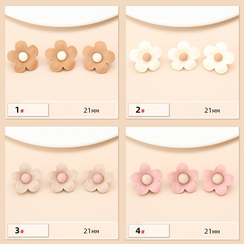 Flower resin buttons set: 1#, 2#, 3#, 4# (21mm) shown on cards