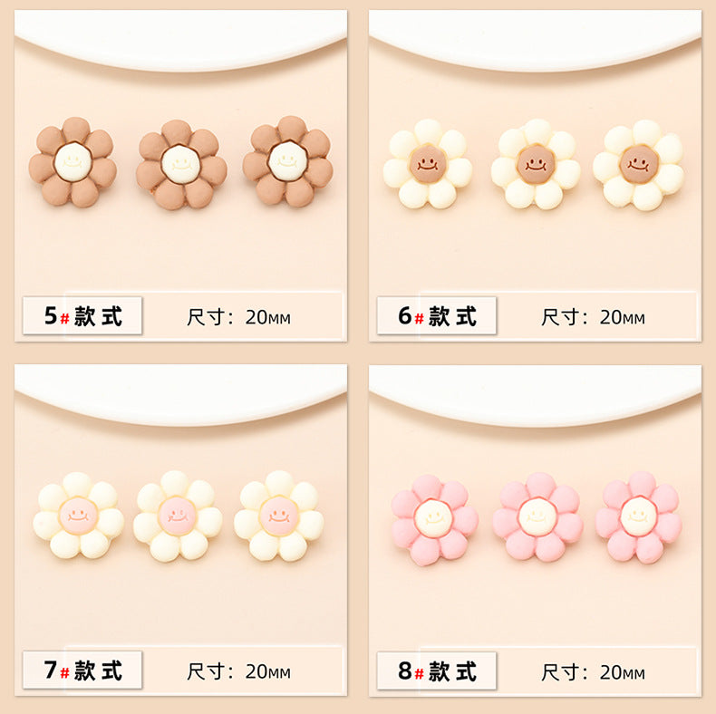 Flower resin buttons set: 5#, 6#, 7#, 8# (20mm) shown on cards