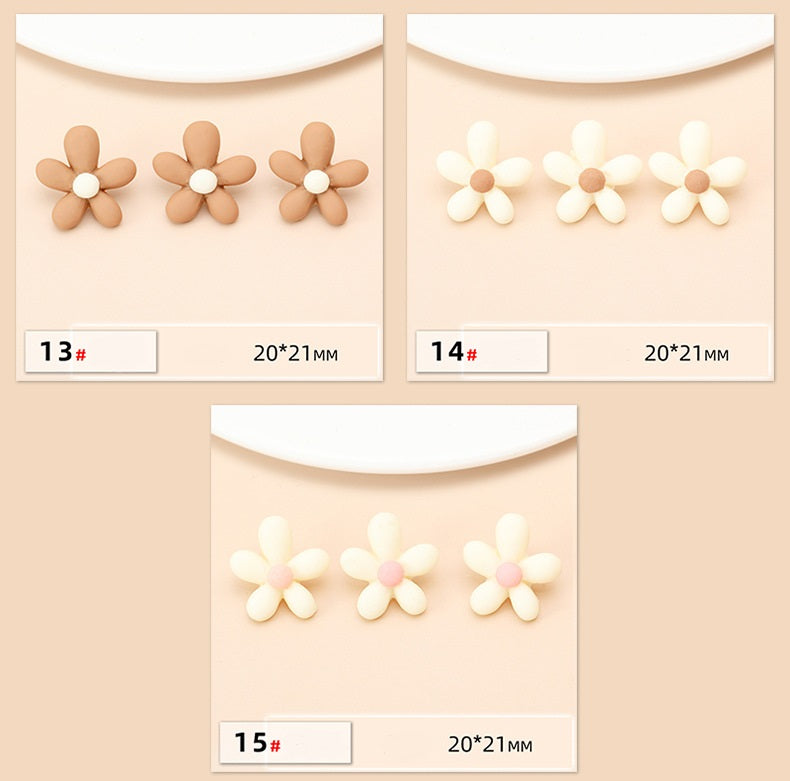 Flower resin buttons set: 13#, 14#, 15# (20*21mm) shown on cards