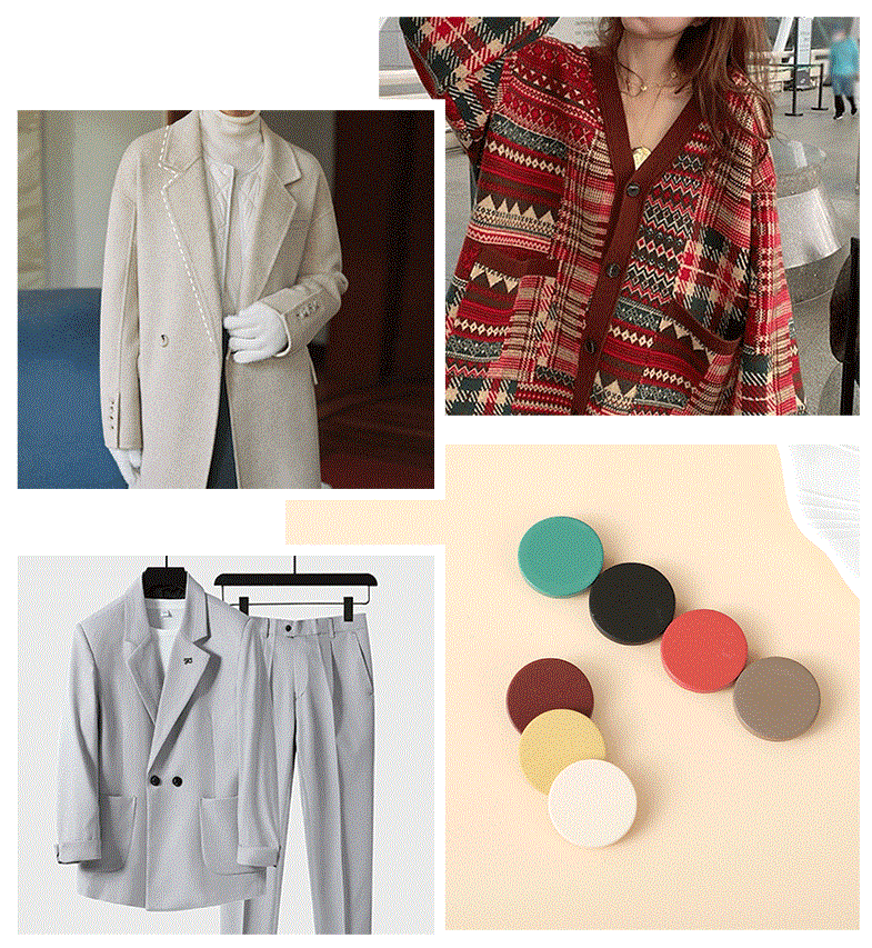 Runde Flachharzknöpfe mit Schaft, assortiert: türkis, schwarz, rot, beige, weiß