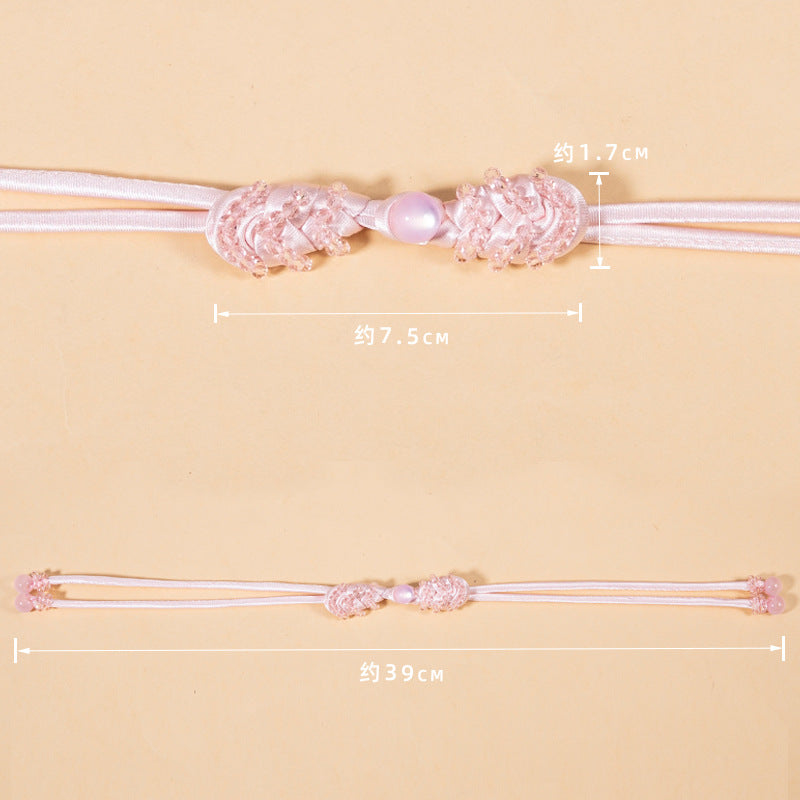 39cm Pipa crystal whip Chinese knot buttons, 4pcs length and end bead details shown