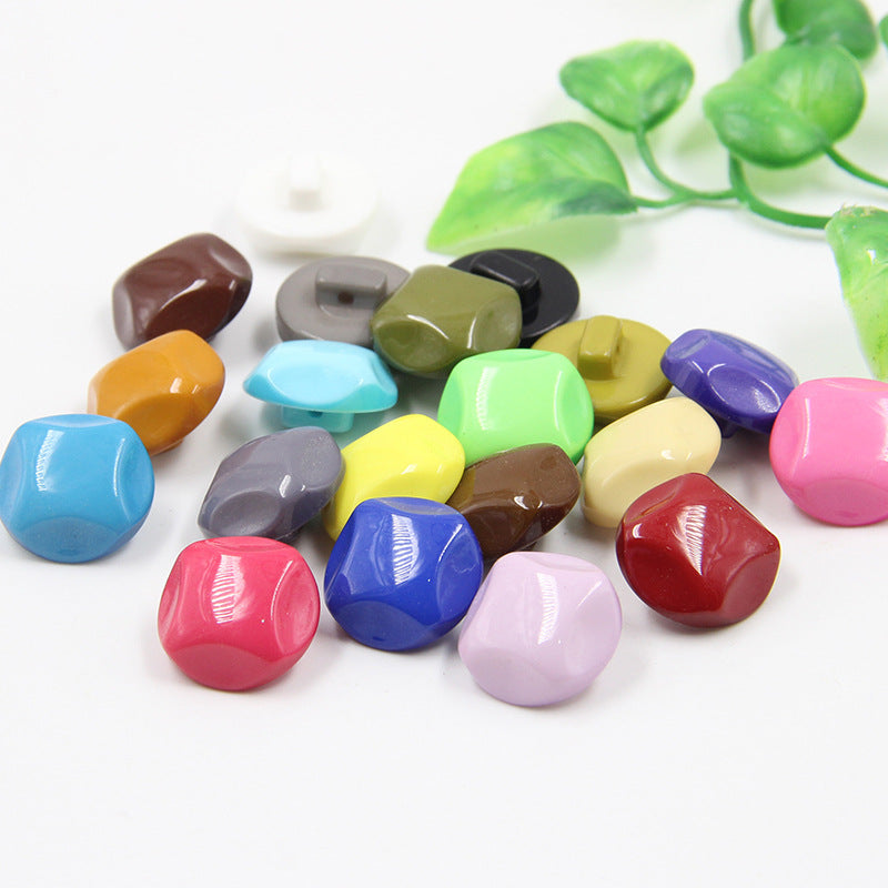 Colorful round resin shank buttons, multicolor assortment in one view