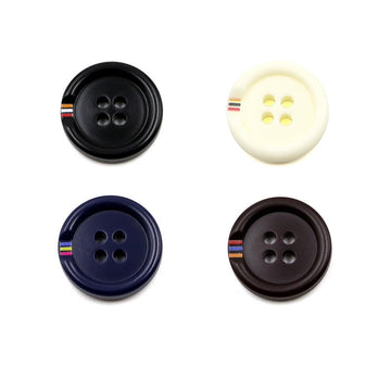 Four-hole round resin buttons: black, cream, navy, dark brown