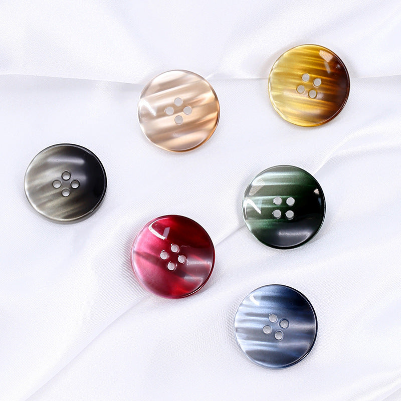 Gradient pearlescent round resin buttons, 4-hole, assorted colors