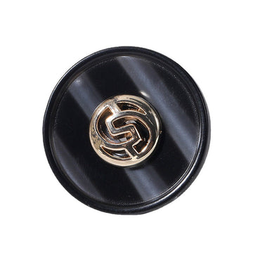 18–25mm round resin buttons, black with gold-tone geometric linked pattern