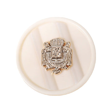 Beige runde Resin-Knöpfe mit silbernem Kronen-Emblem, 18–25 mm