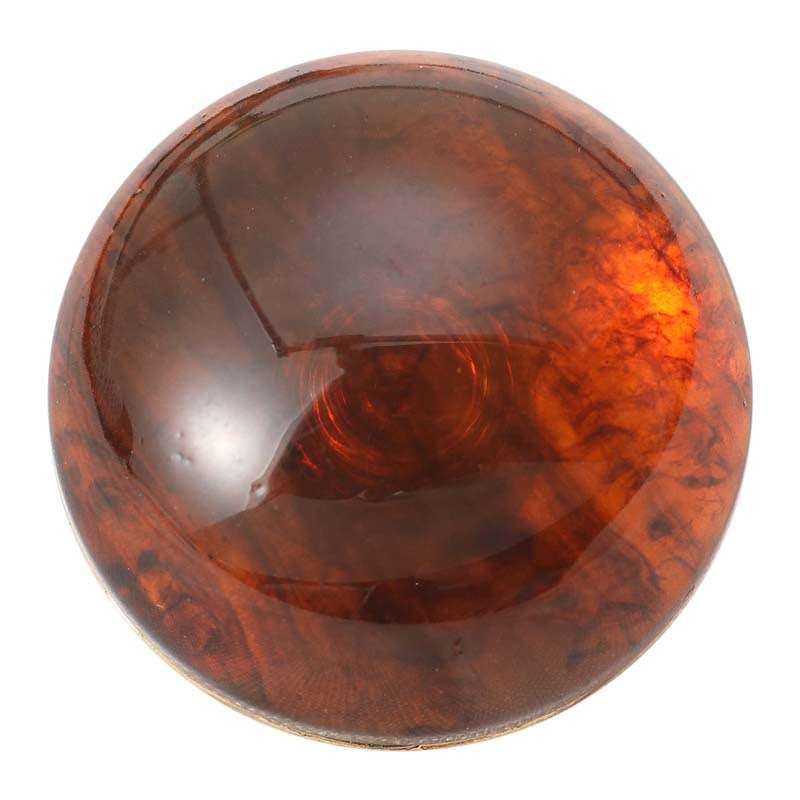 Brown-red cat’s eye resin button with reflective pattern and gold metal shank base