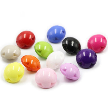 Candy-colored flower resin buttons, glossy 4-hole shapes, assorted red blue pink purple green