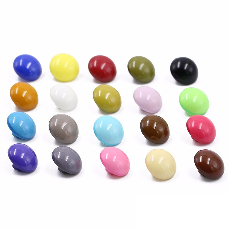 Round mushroom resin buttons, 20 candy colors set, assorted glossy buttons