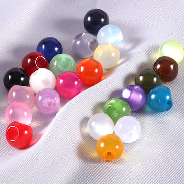 Round resin pearl buttons, mixed colors set (black, white, red, blue, green, pink, orange)