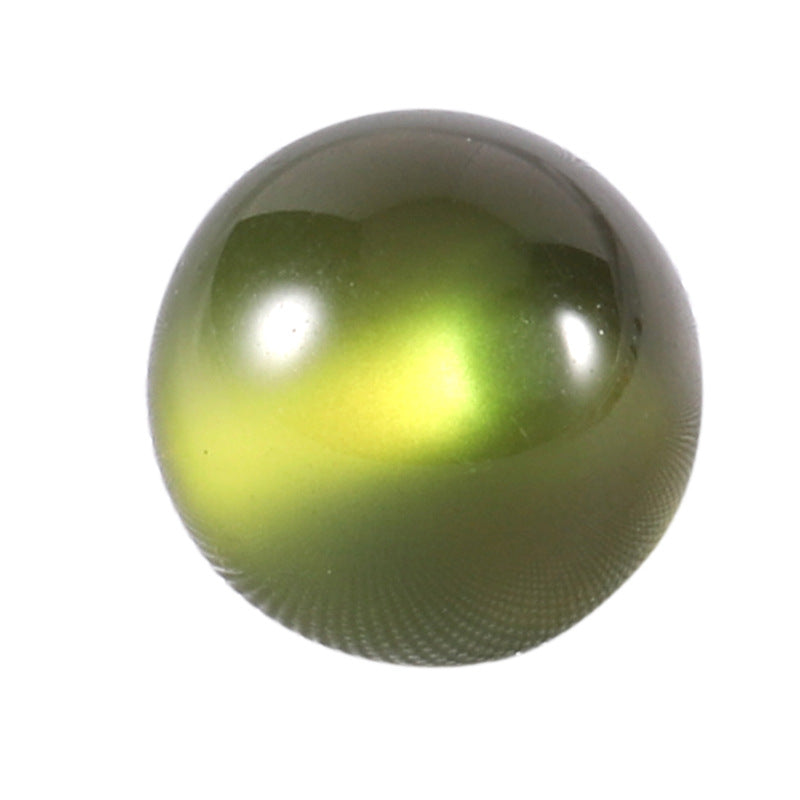 Single round green resin pearl button with glossy finish