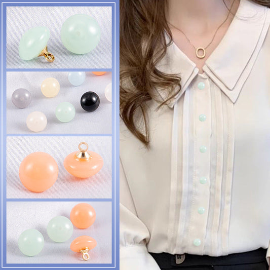 10mm Round Jelly-Colored Resin Buttons for Shirts 50pcs