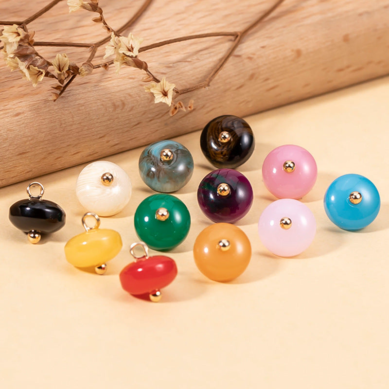 Colorful oval resin bead buttons, 60-pack, gold-tone domed shanks