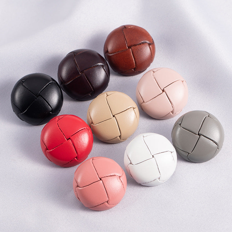 15-28mm leather sweater buttons, hand-woven vintage style, 5pcs multicolor set