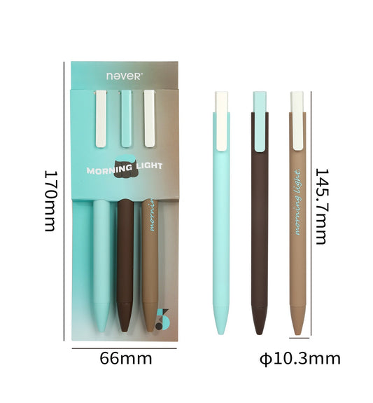 NEVER Afternoon Tea Mint Cocoa -geelikynä 0,5 mm muste 3 kpl pakkauksessa