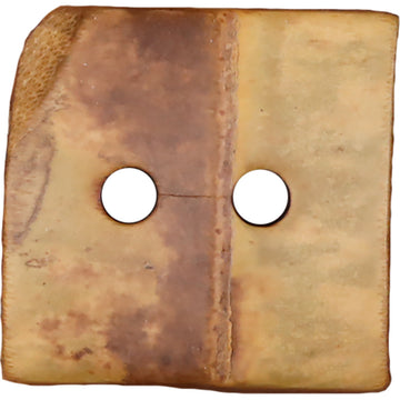 44L square bamboo buttons with two holes, natural, front view of 2 buttons