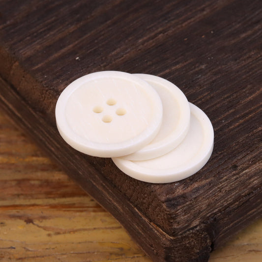 15-25mm Flat Wide-Edged 4 Hole Genuine Bovine Bone Buttons 20 Pack