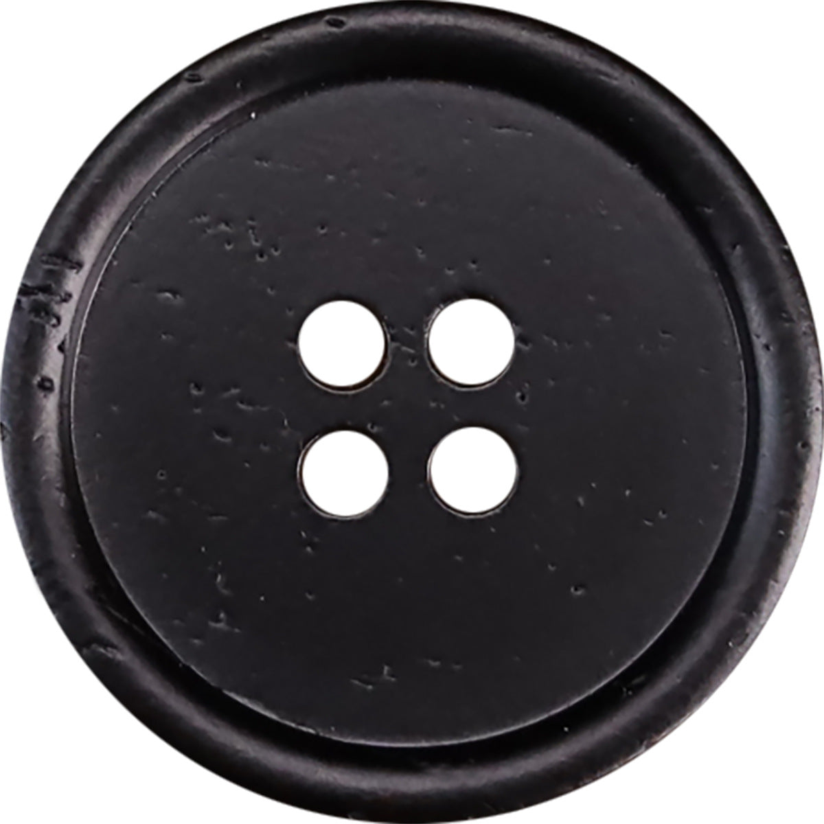 Black round four-hole buttons with rounded edges, 12 pcs pack