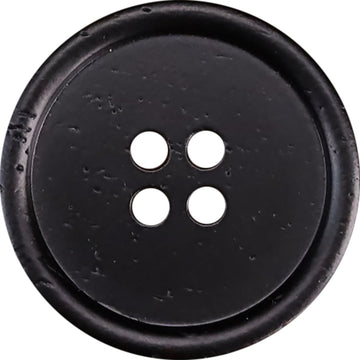 Black round four-hole buttons with rounded edges, 12 pcs pack
